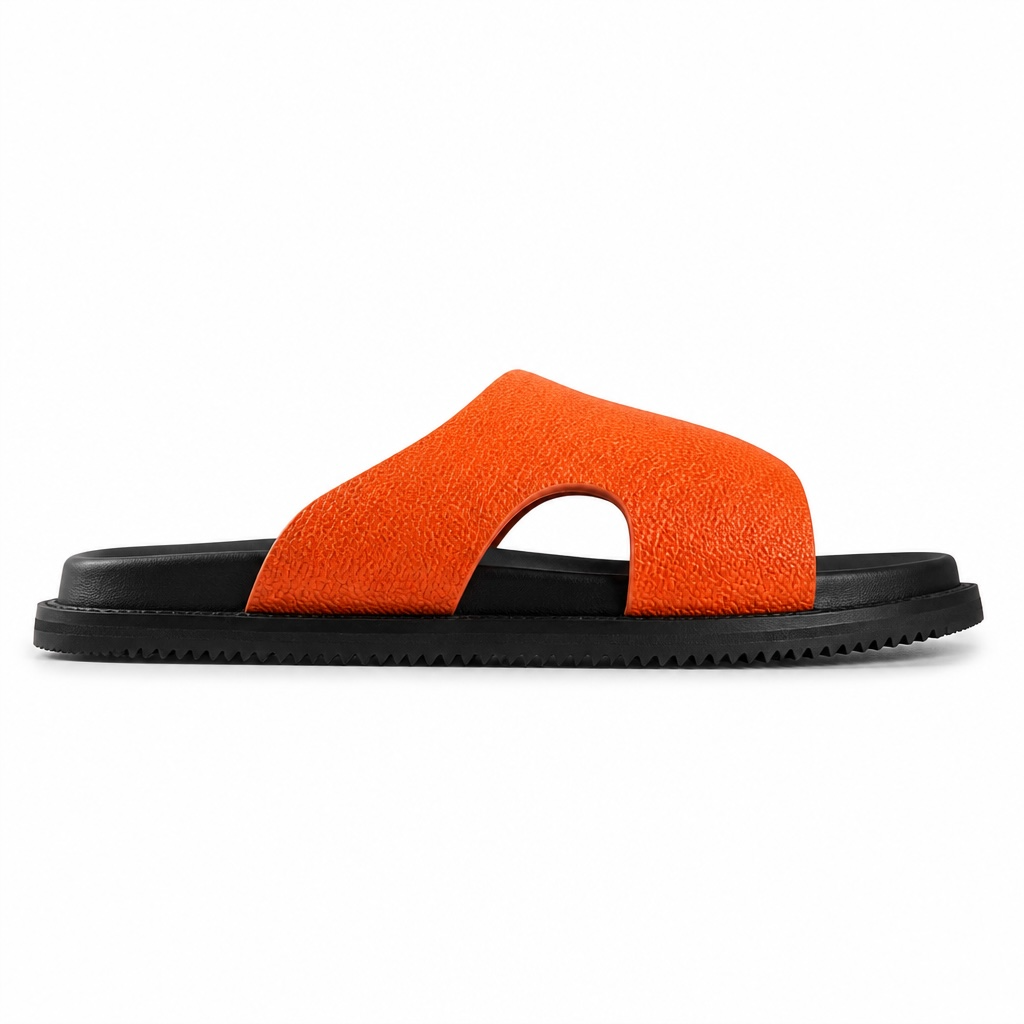 Orange Leather Slide Sandals for Men | Premium Casual Slippers | Desi Boyz Store