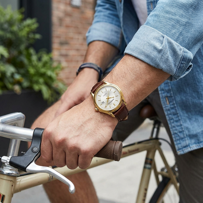Men’s Luxury Watch – Gold Case Brown Leather