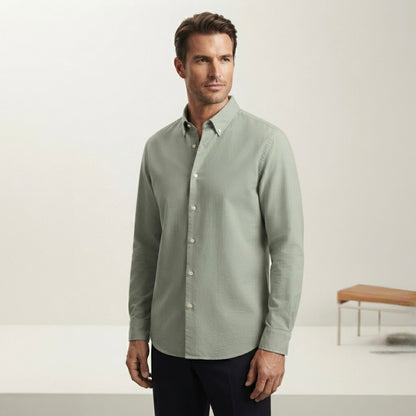 Men's Premium Casual Linen Long-Sleeve Shirt - Sage Green