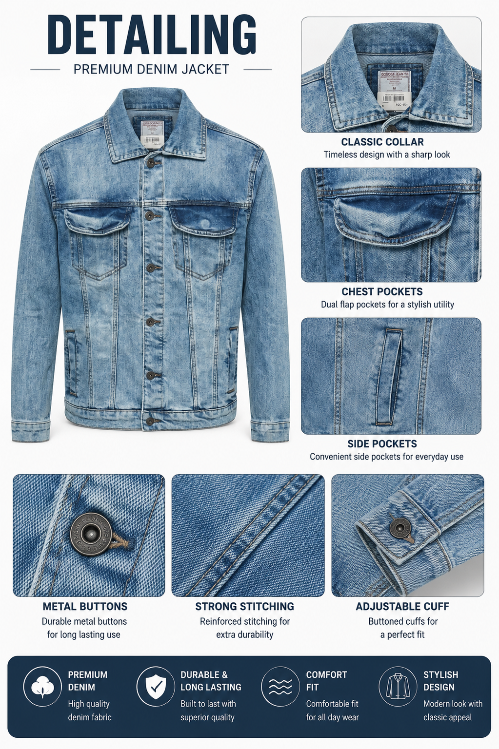 Men's Premium Light Blue Denim Jacket