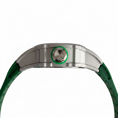 Luxury Silver Green Skeleton Watch with Green Strap for Men - Bold Sporty Designer Watch UAE