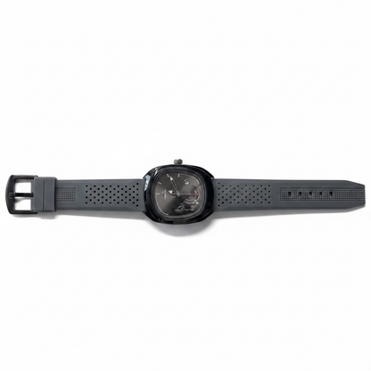 For Men’s Black Premium Silicone Strap Analog Watch with Date Display | Stylish Luxury Wrist Watch