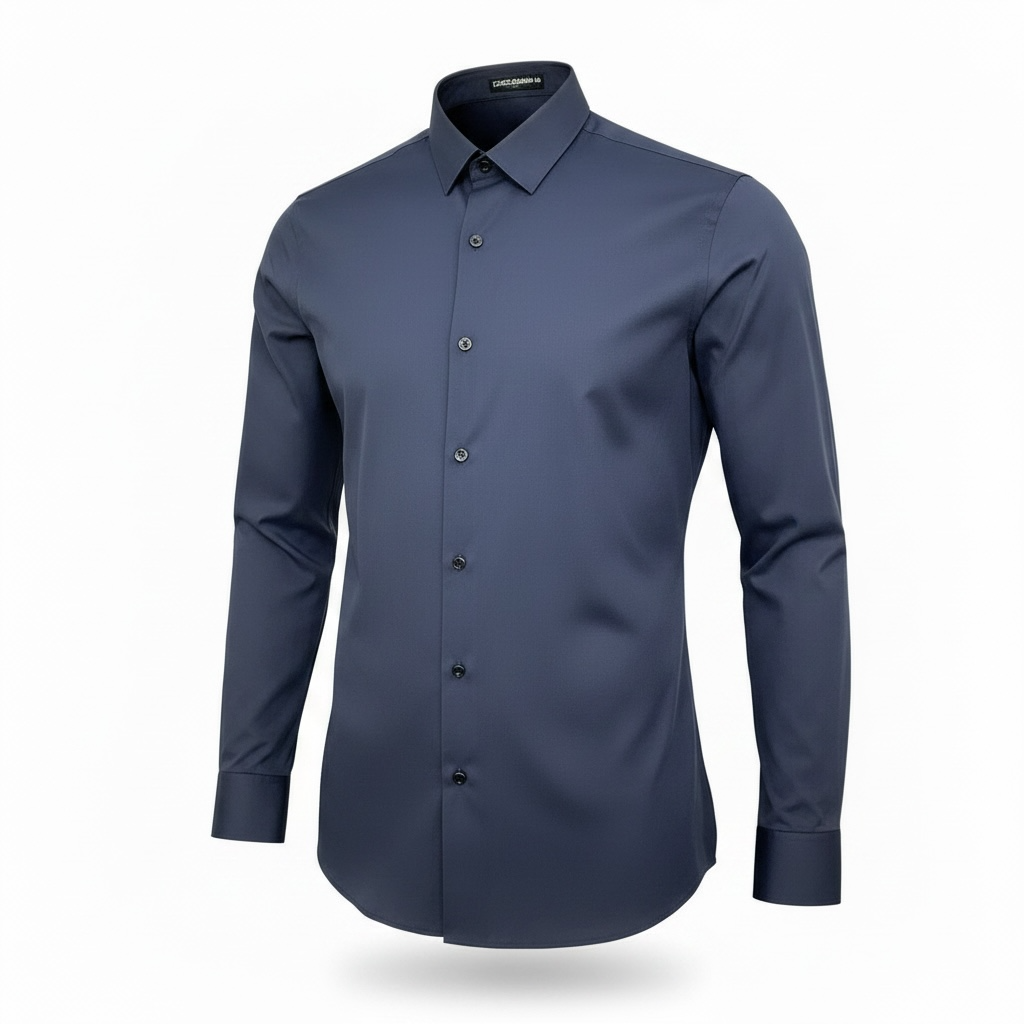 Men’s Navy Blue Premium Stretchable Lycra Shirt – Easy Iron & Wrinkle Resistant
