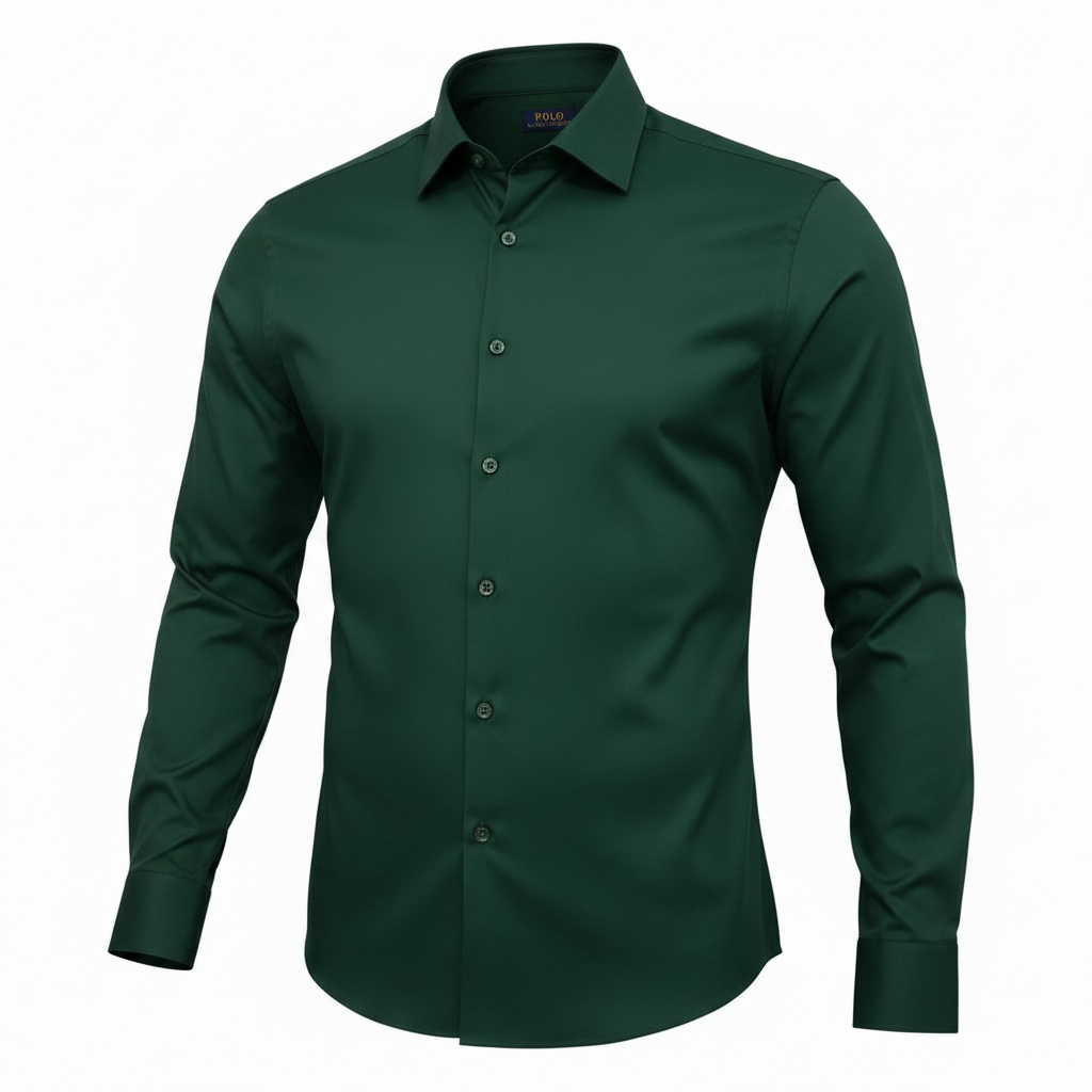 Men’s Green Premium Stretchable Lycra Shirt – Easy Iron & Wrinkle Resistant