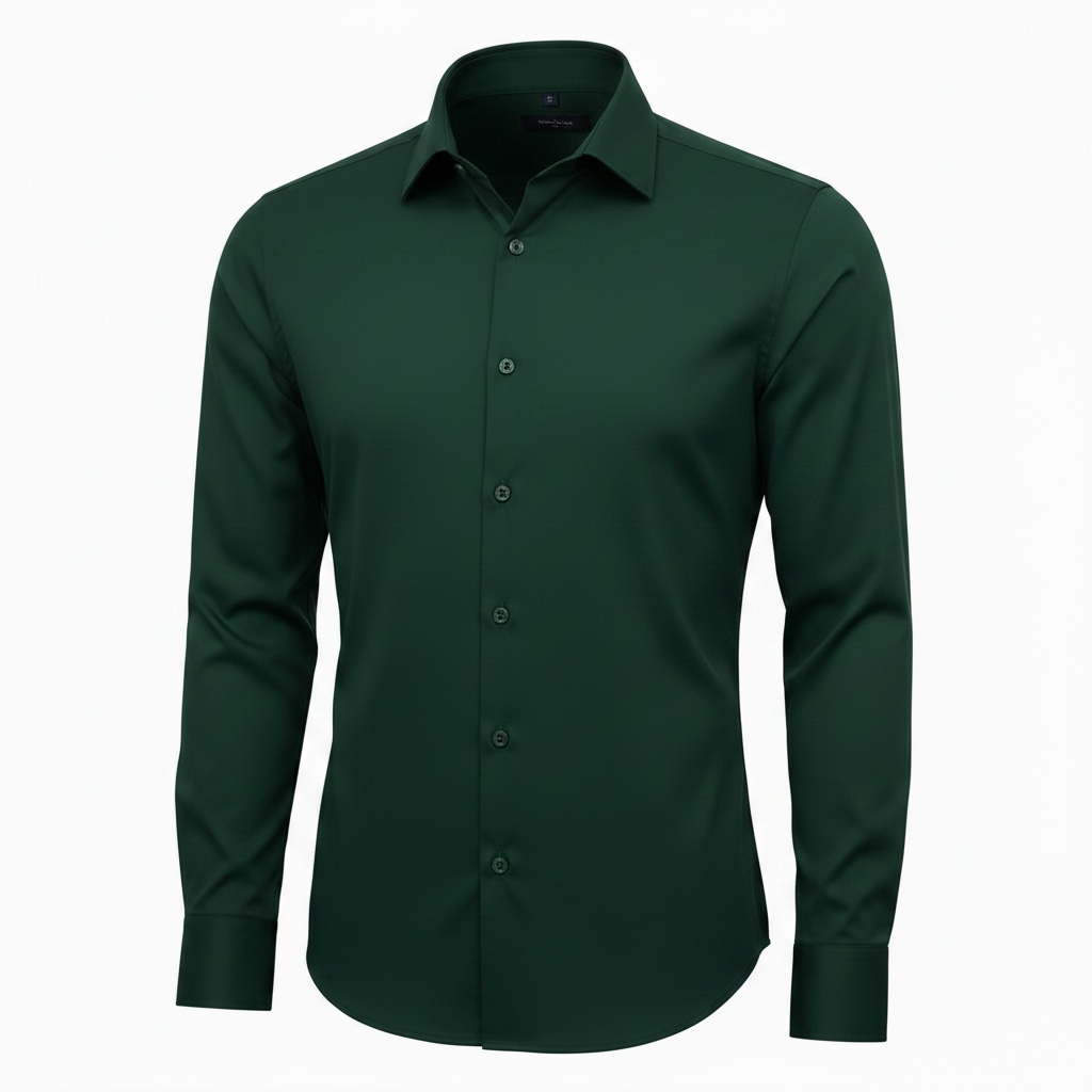 Men’s Green Premium Stretchable Lycra Shirt – Easy Iron & Wrinkle Resistant