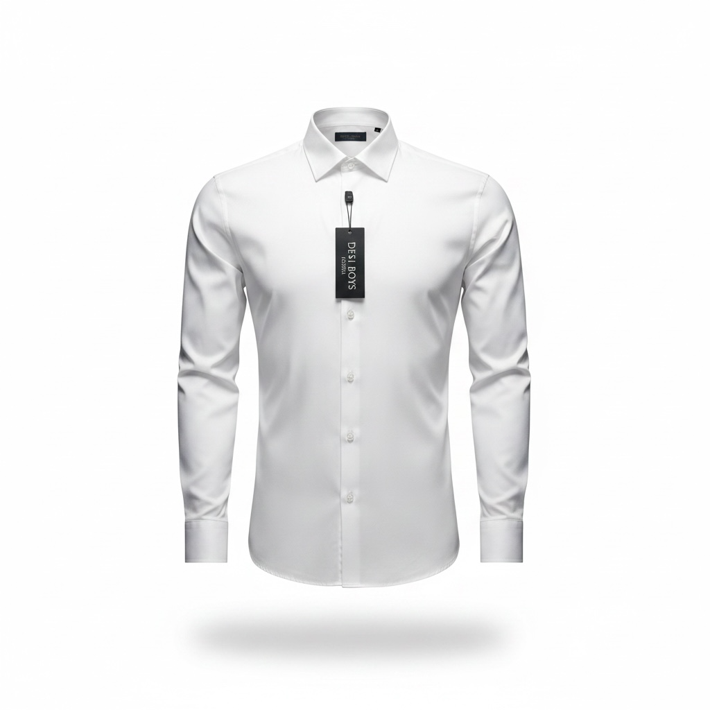 Desi Boys Premium Formal Shirt for Men – White Full Sleeve Shirt