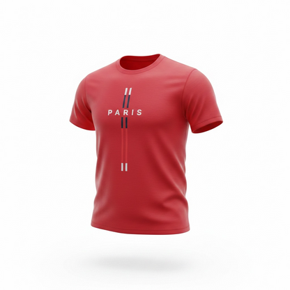 Men’s Red Paris Printed Round Neck T-Shirt
