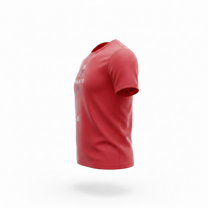 Men’s Red Paris Printed Round Neck T-Shirt