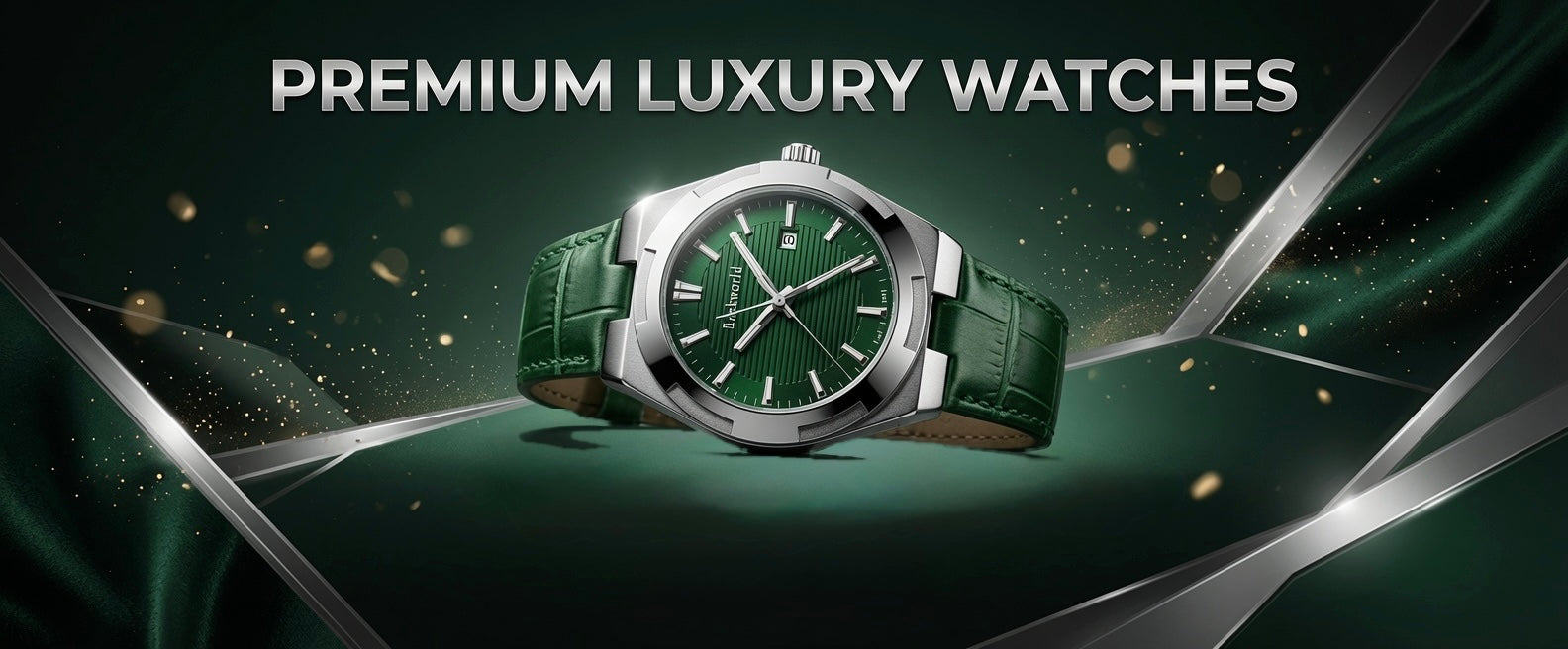 Premium green dial luxury men's watch with green leather strap and silver case - Stylish wrist watch at Desi Boyz Store UAE