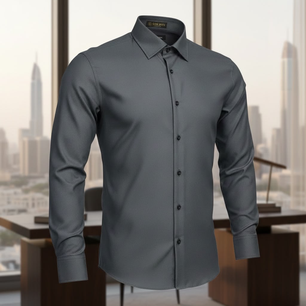 formal shirts Men's Premium Tailored-Fit Poplin Formal Shirt -black