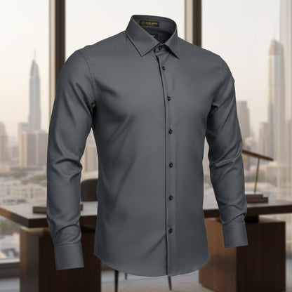 formal shirts Men's Premium Tailored-Fit Poplin Formal Shirt -black