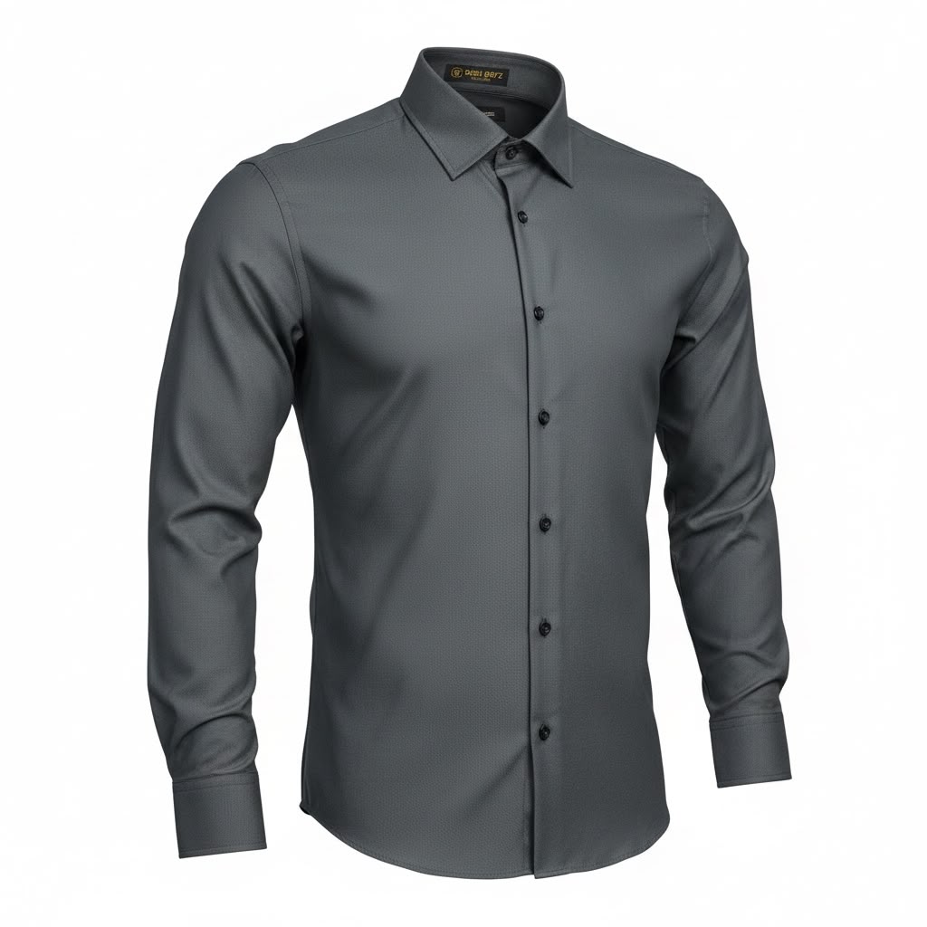 formal shirts Men's Premium Tailored-Fit Poplin Formal Shirt -black