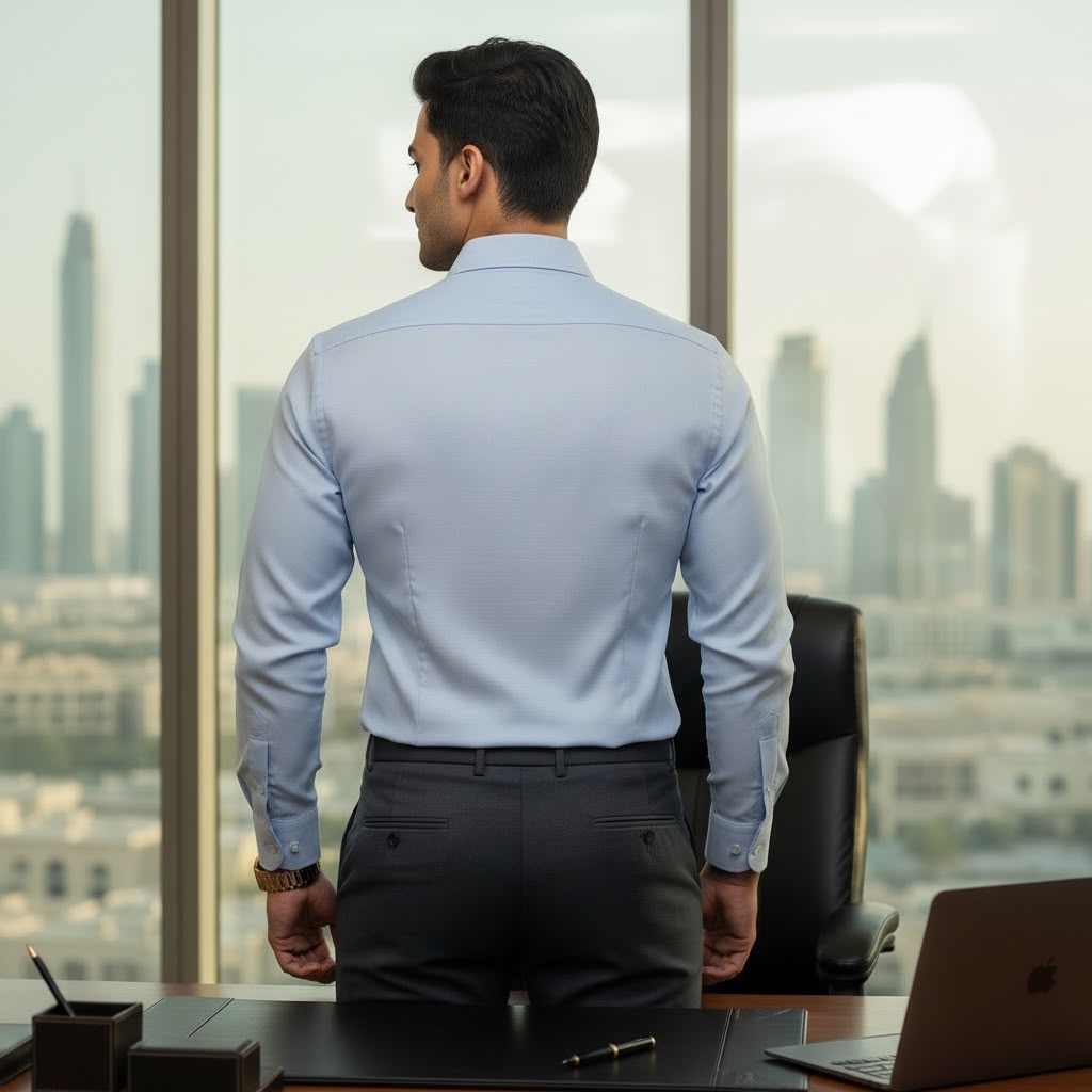 Men's Slim-Fit Non-Iron Stretch Formal Shirt - Light Blue