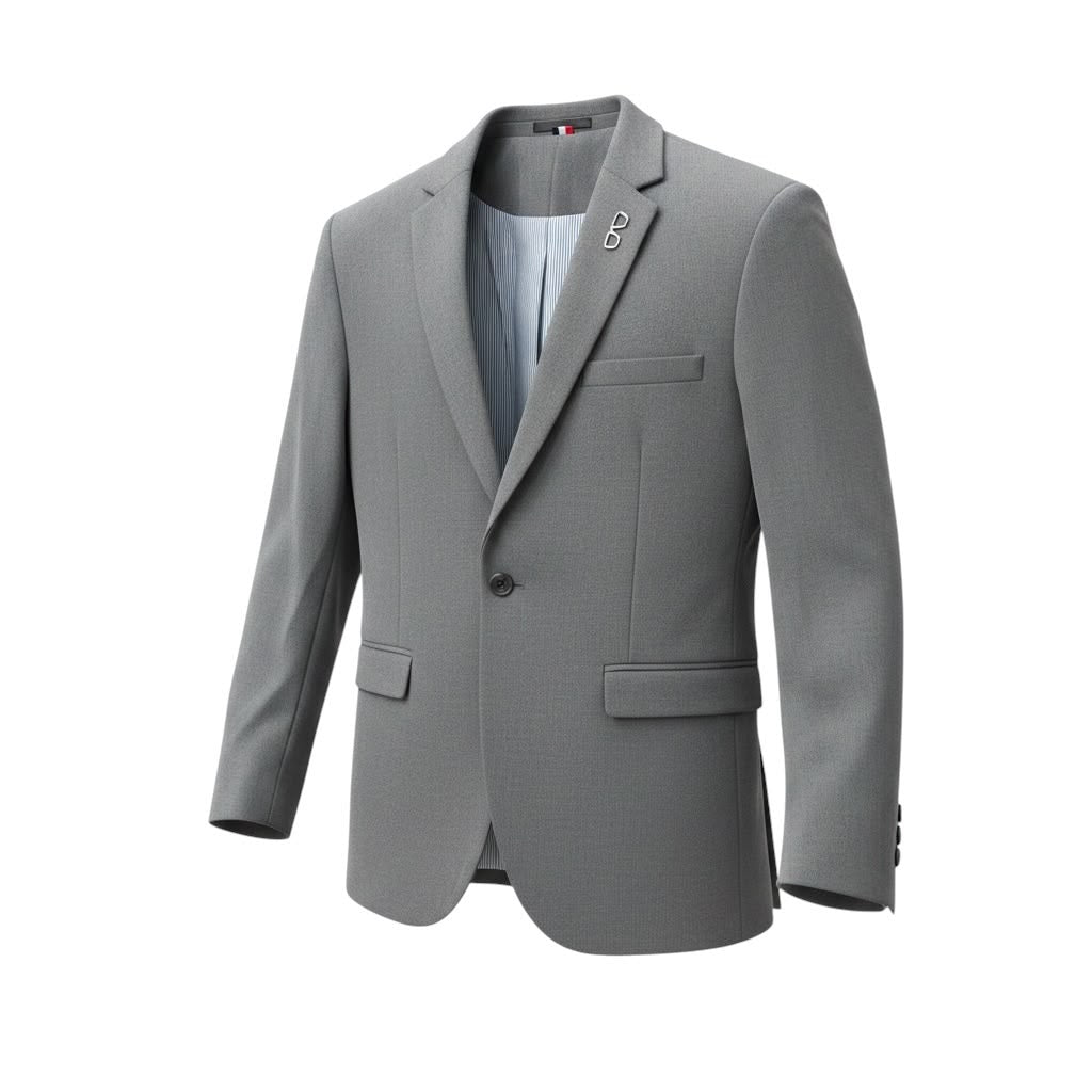 Tailored Single-Button Blazer - grey