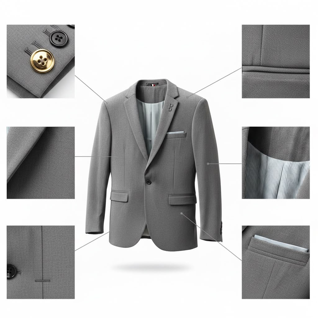 Tailored Single-Button Blazer - grey