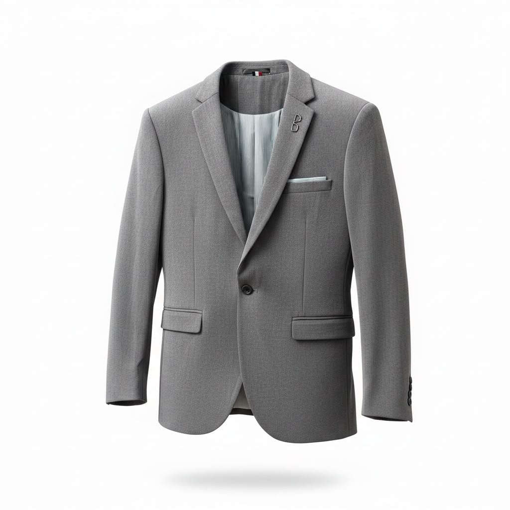 Tailored Single-Button Blazer - grey