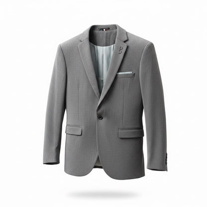 Tailored Single-Button Blazer - grey