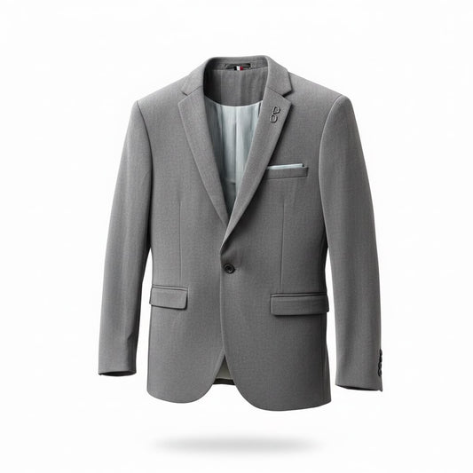 Tailored Single-Button Blazer - grey