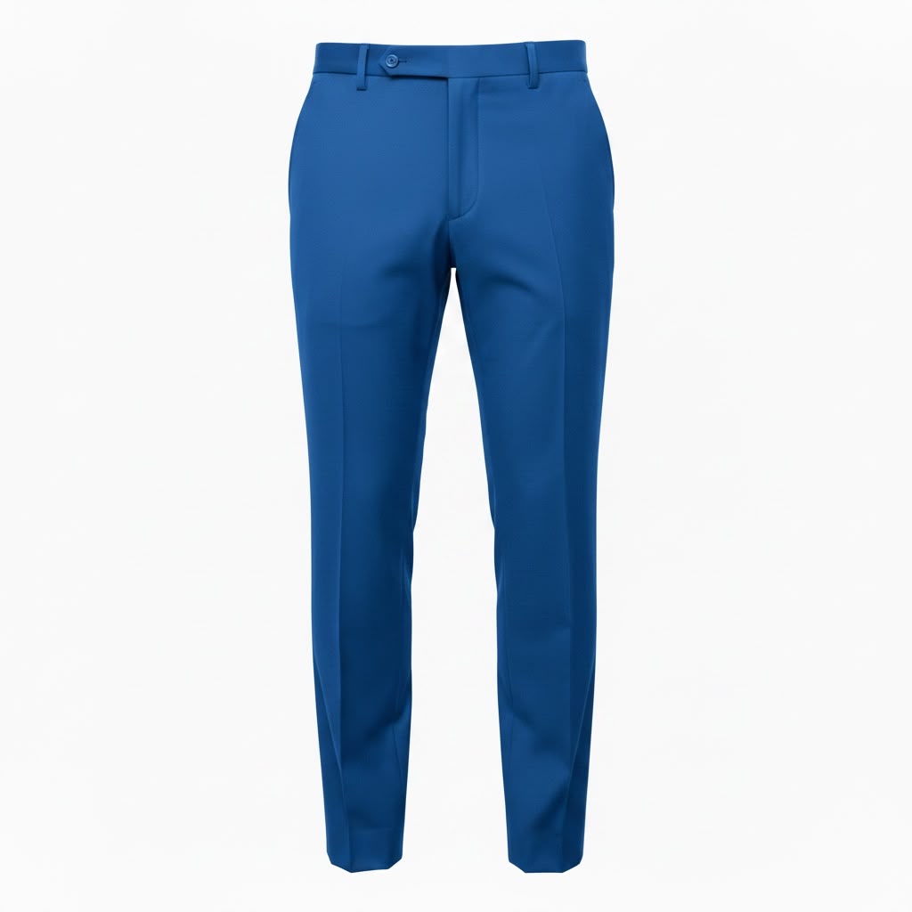 Formal pants are tailored, fitting navy
