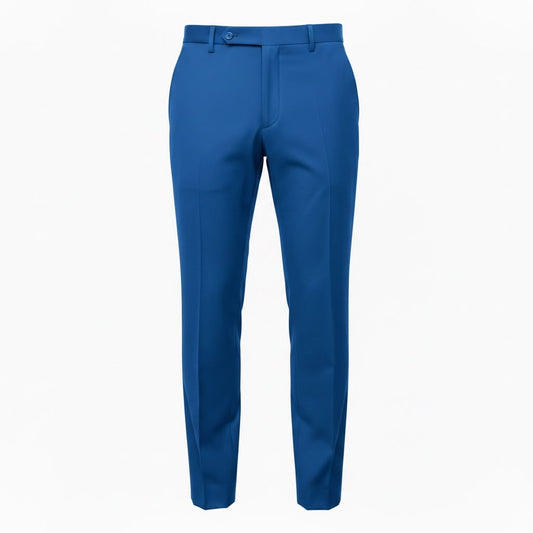 Formal pants are tailored, fitting navy