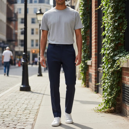 Formal pant Features a sharp vertical fold down each leg black pant