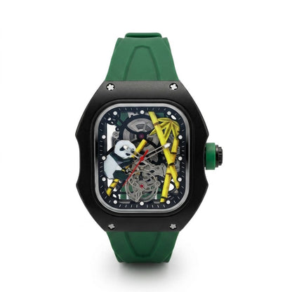 Panda & Bamboo Artisan Skeleton Watch – Bold Silicone Strap
