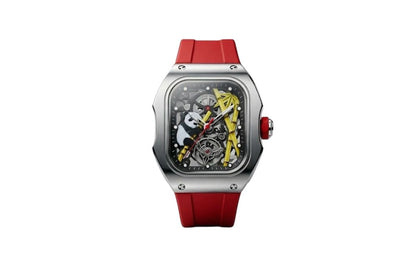 Panda & Bamboo Artisan Skeleton Watch – Bold Silicone Strap