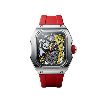 Panda & Bamboo Artisan Skeleton Watch – Bold Silicone Strap