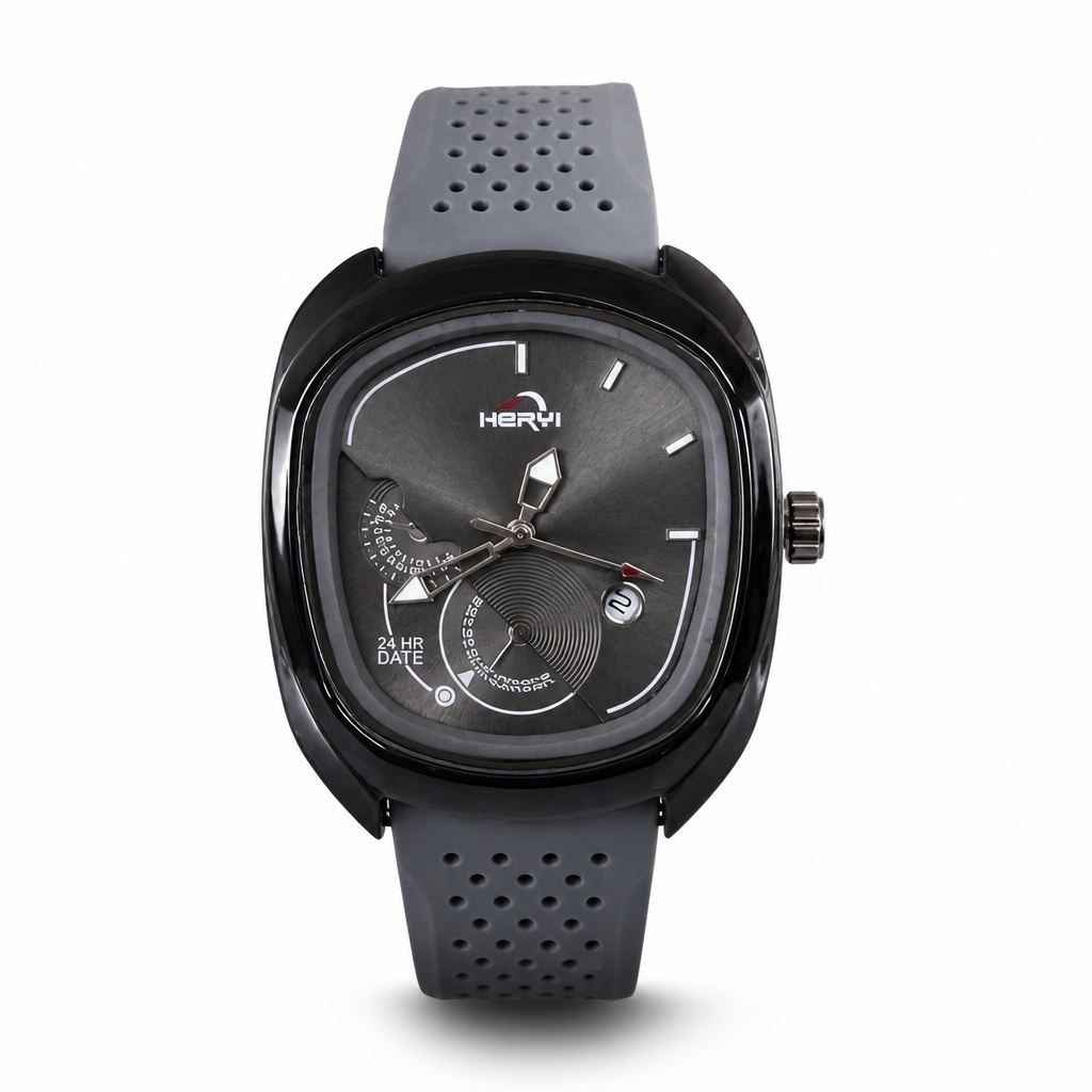 Men Watch, Black Watch, Analog Watch, Silicone Strap, Luxury Watch, Casual Watch, Fashion Watch, Square Dial, Wrist Watch, Date Watch, Men's Accessories