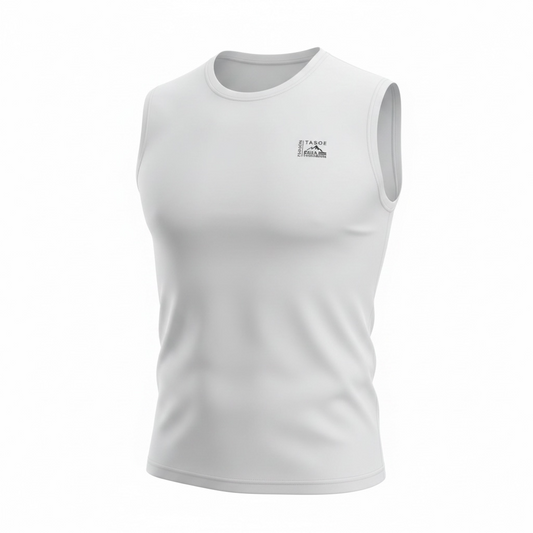 Men's Sports Vest White Quick Dry Sleeveless Gym Running Tank Top by Desi Boys